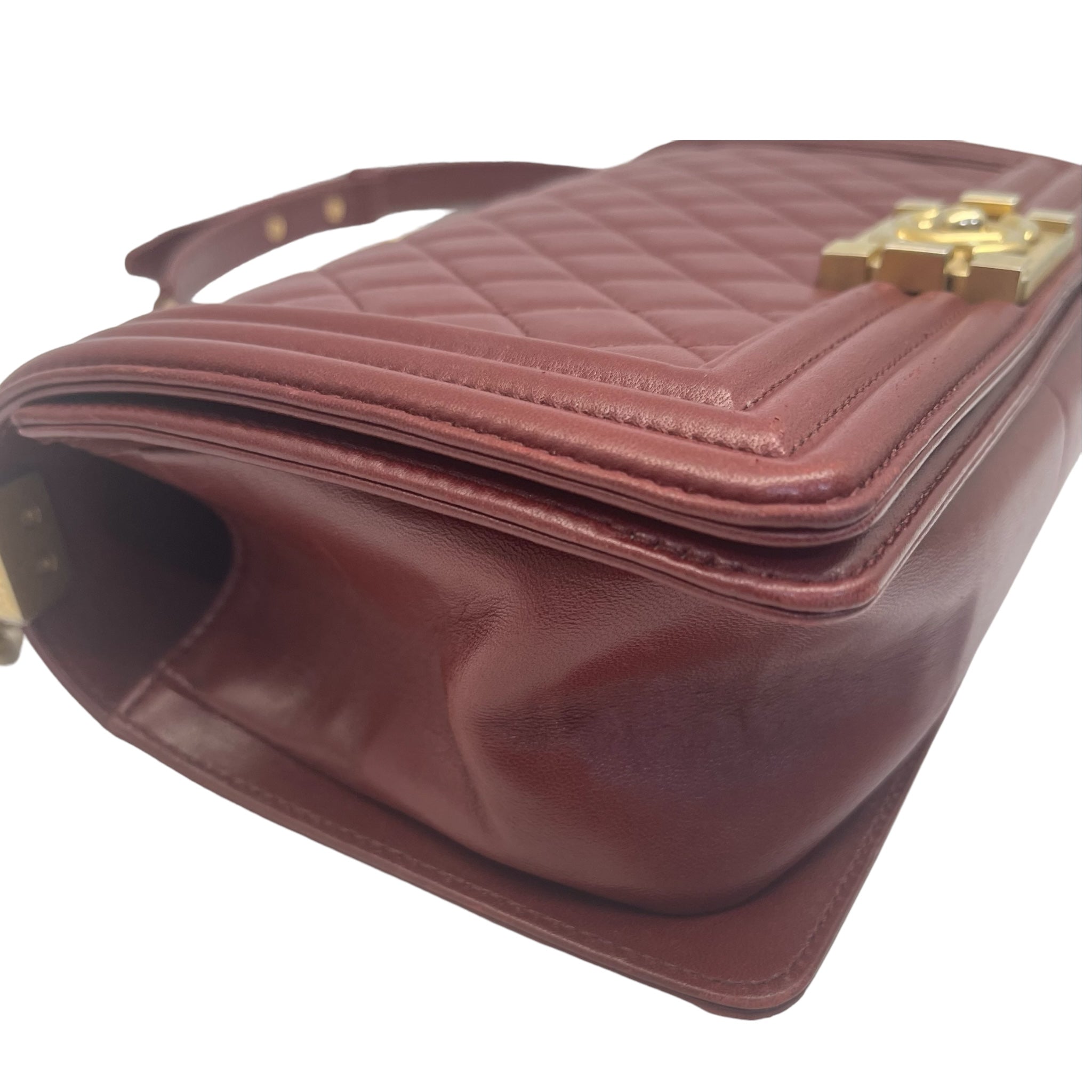 Chanel Boy Flap Red Bag Medium Calfskin Quilted