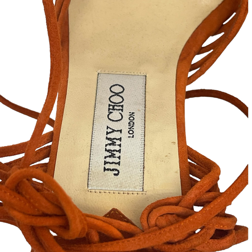 Jimmy Choo Suede Burnt Orange Sandals Size EU 35