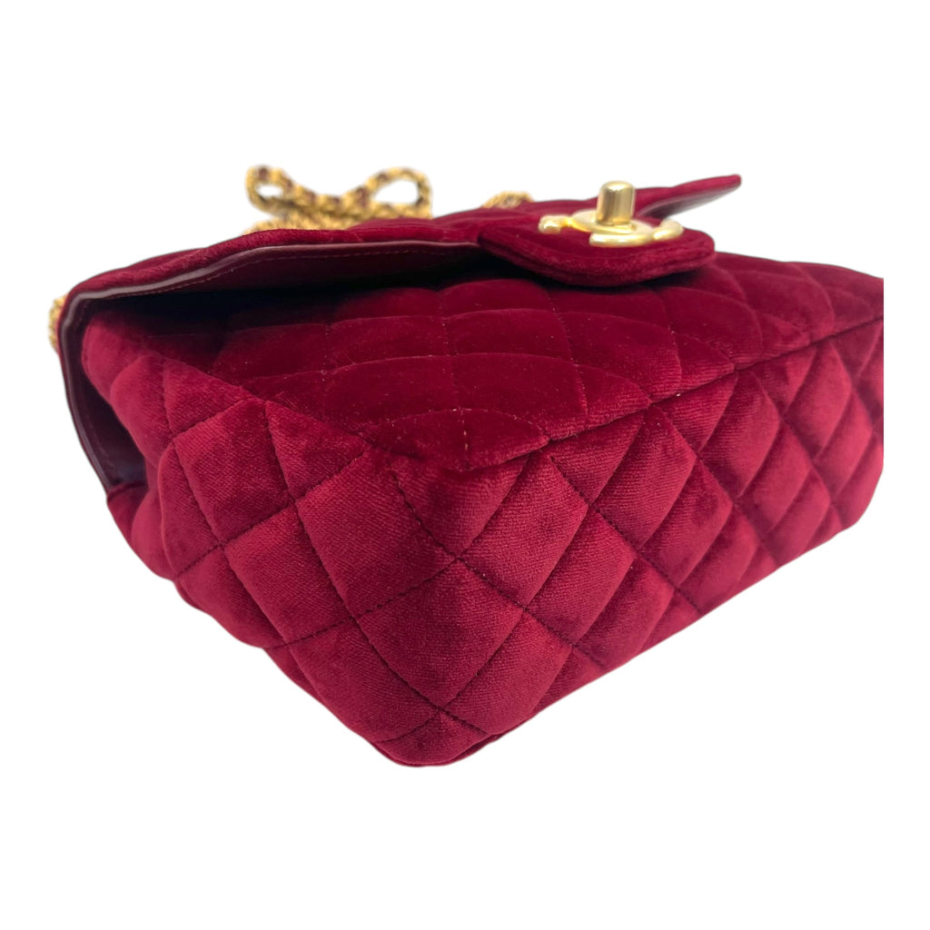 Chanel Red Velvet Flap Mini