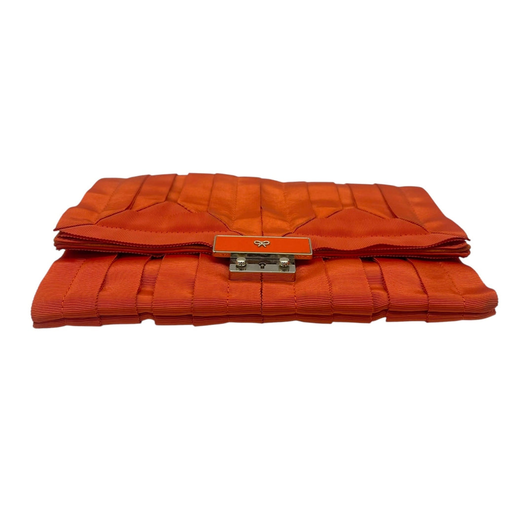 Anya Hindmarch Bright Orange Clutch Bag with Grosgrain Ribbon