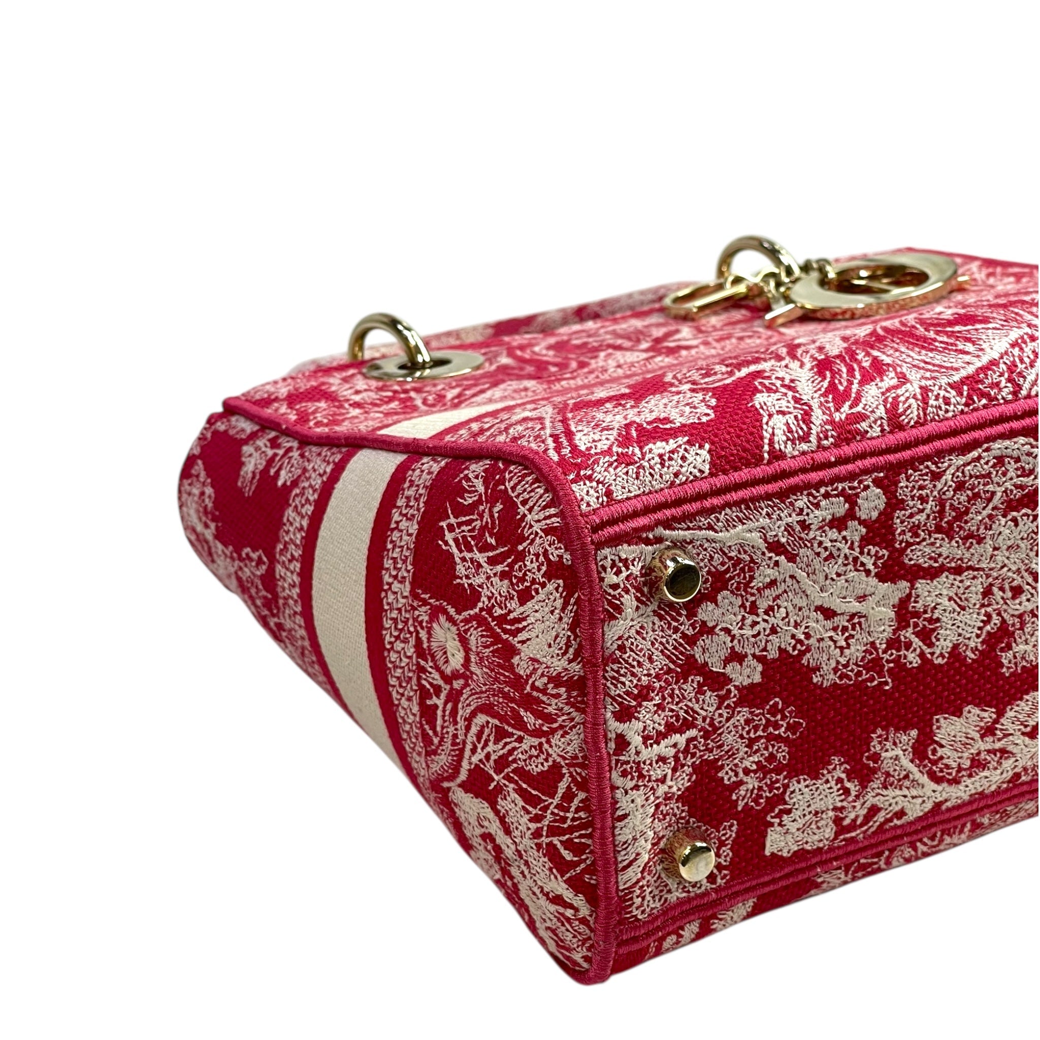 Christian Dior Lady D-Lite Bag Toile De Jouy Pink Embroidered Canvas