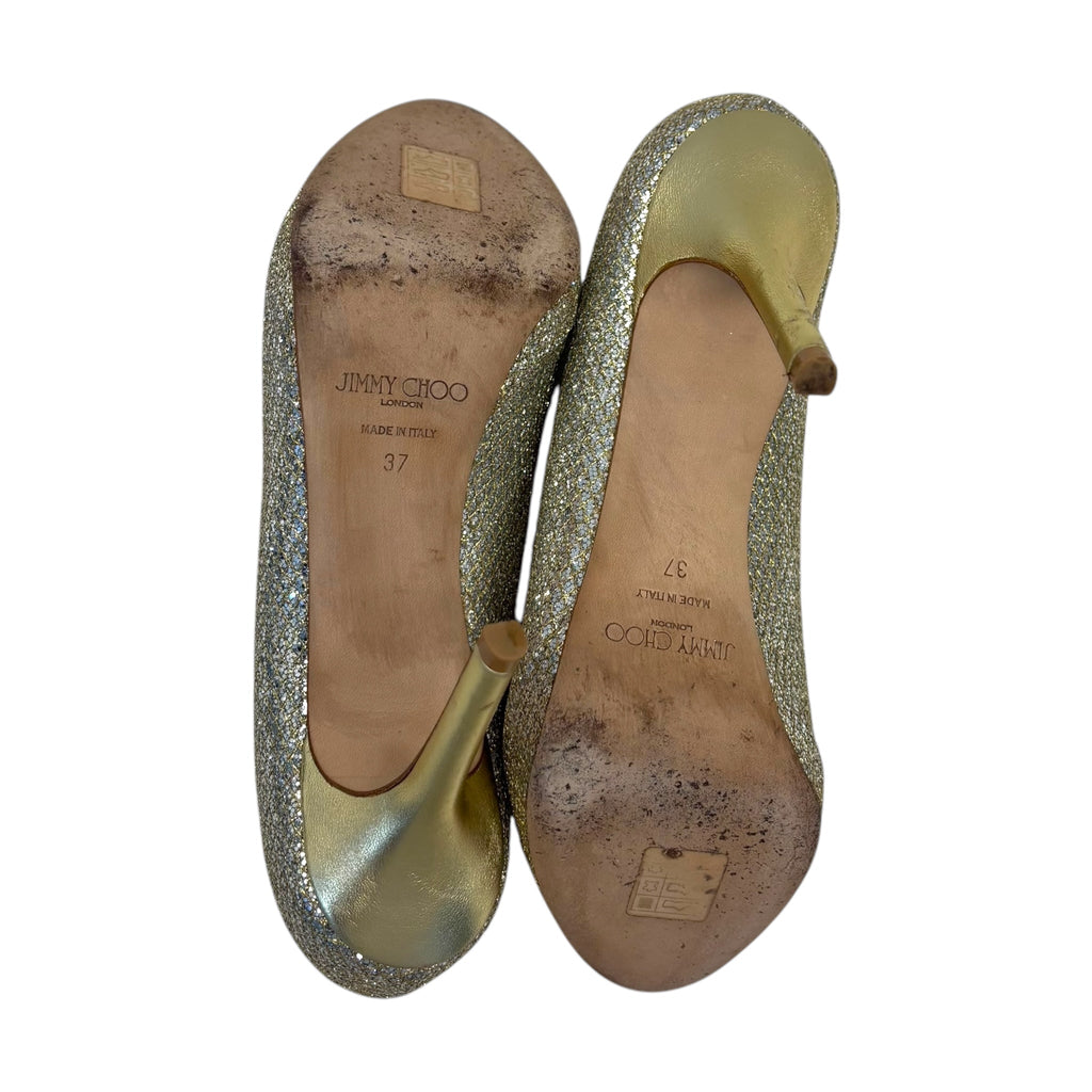 Jimmy Choo Shimmer Peep Toe Heels EU37