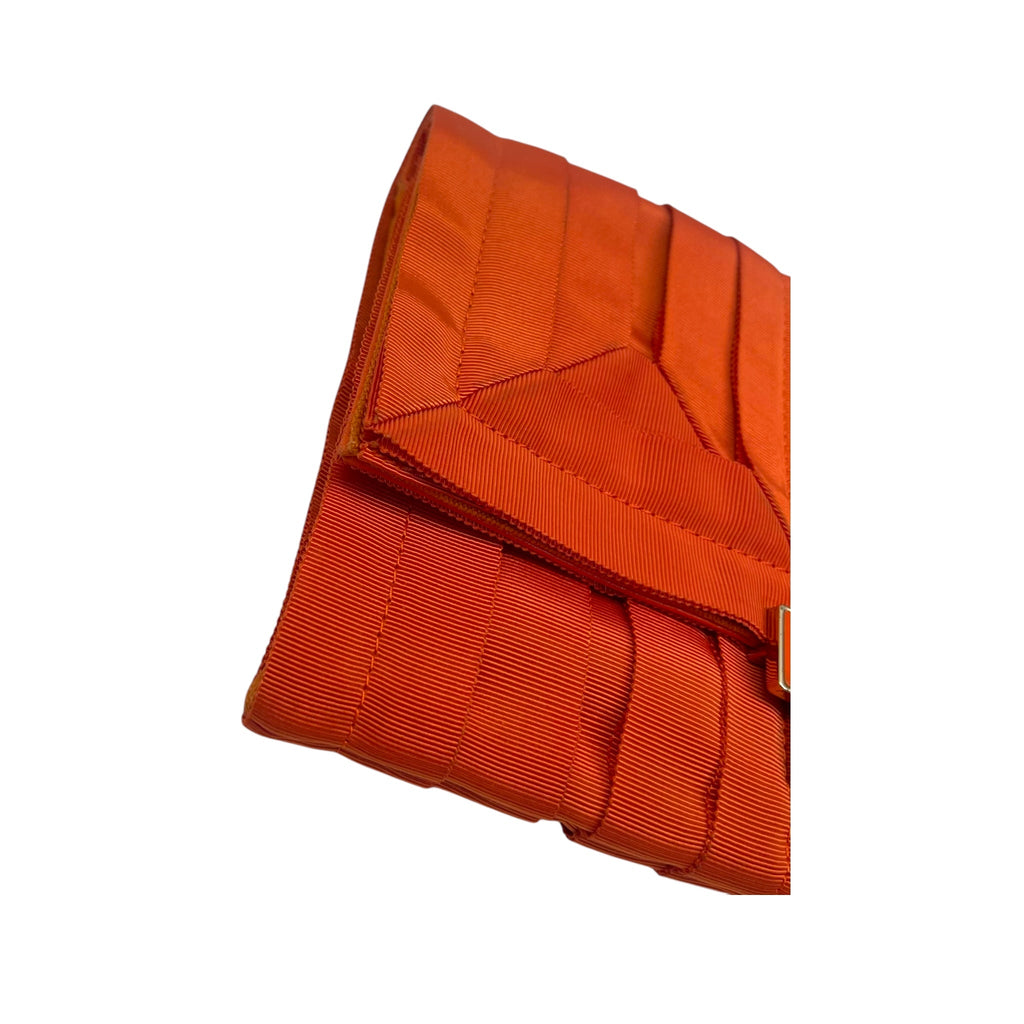 Anya Hindmarch Bright Orange Clutch Bag with Grosgrain Ribbon