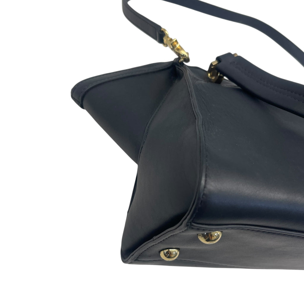 Zac Posen Black Leather Eartha Double Handle Satchel