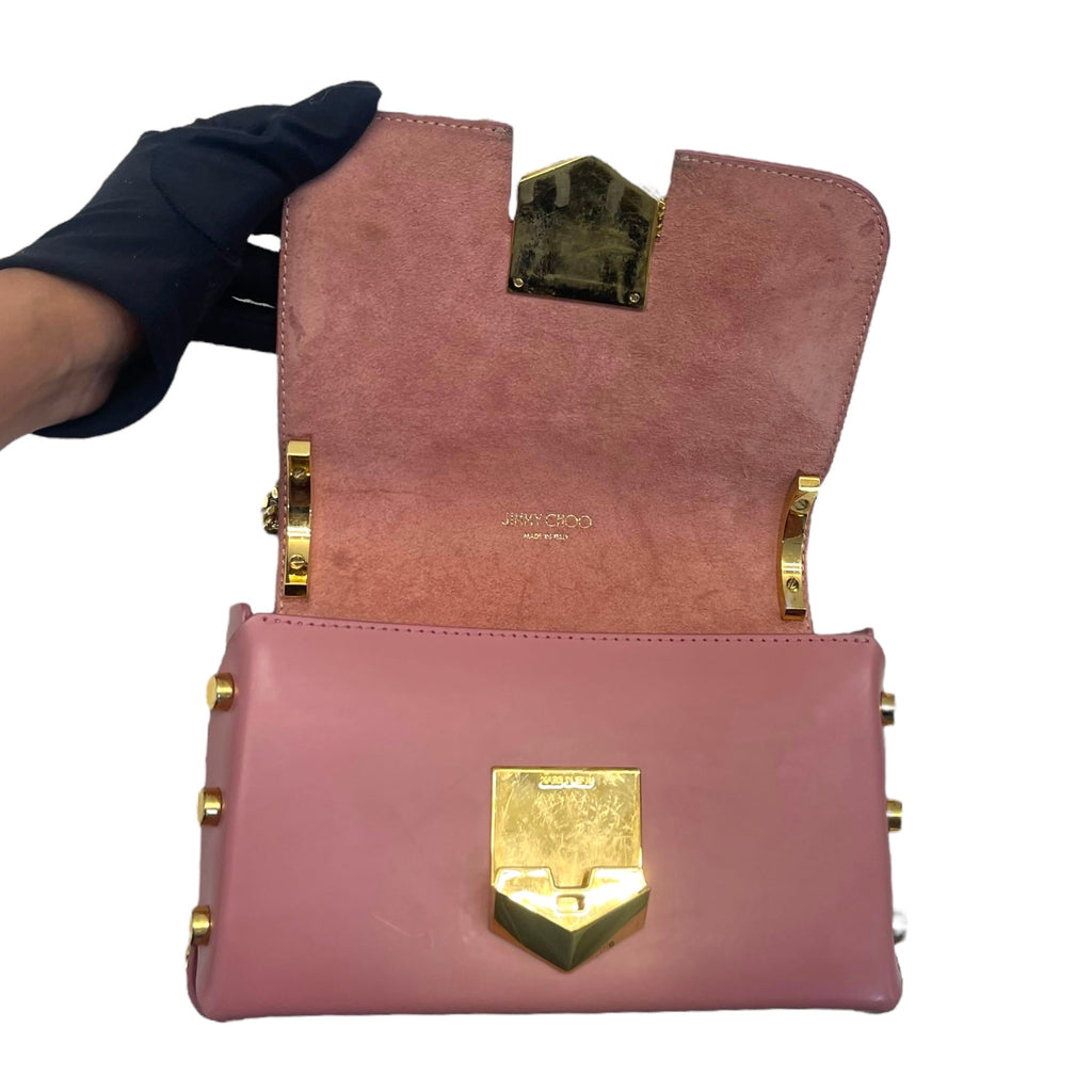 Jimmy Choo Pink Leather Lockett City Shoulder Bag