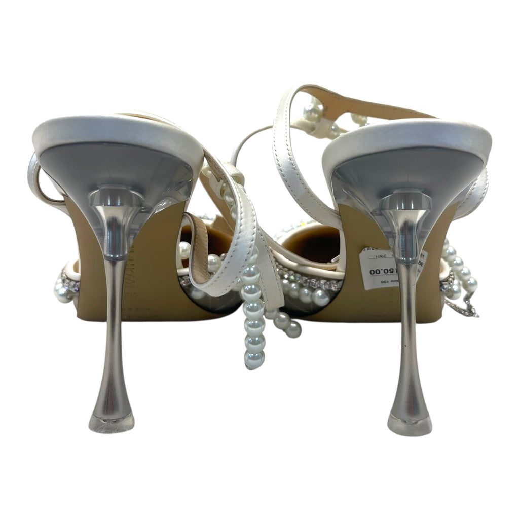 Mach & Mach Bow of Elizabeth Imitation Pearl Iridescent Pointed Toe Pump EU 39