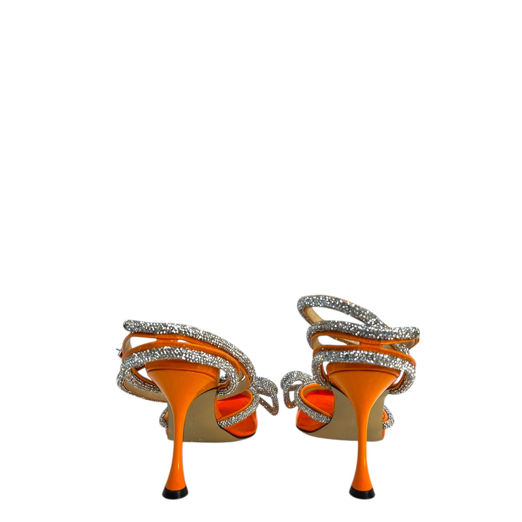 Mach & Mach Double Bow Silk-Satin Orange Pumps EU 36