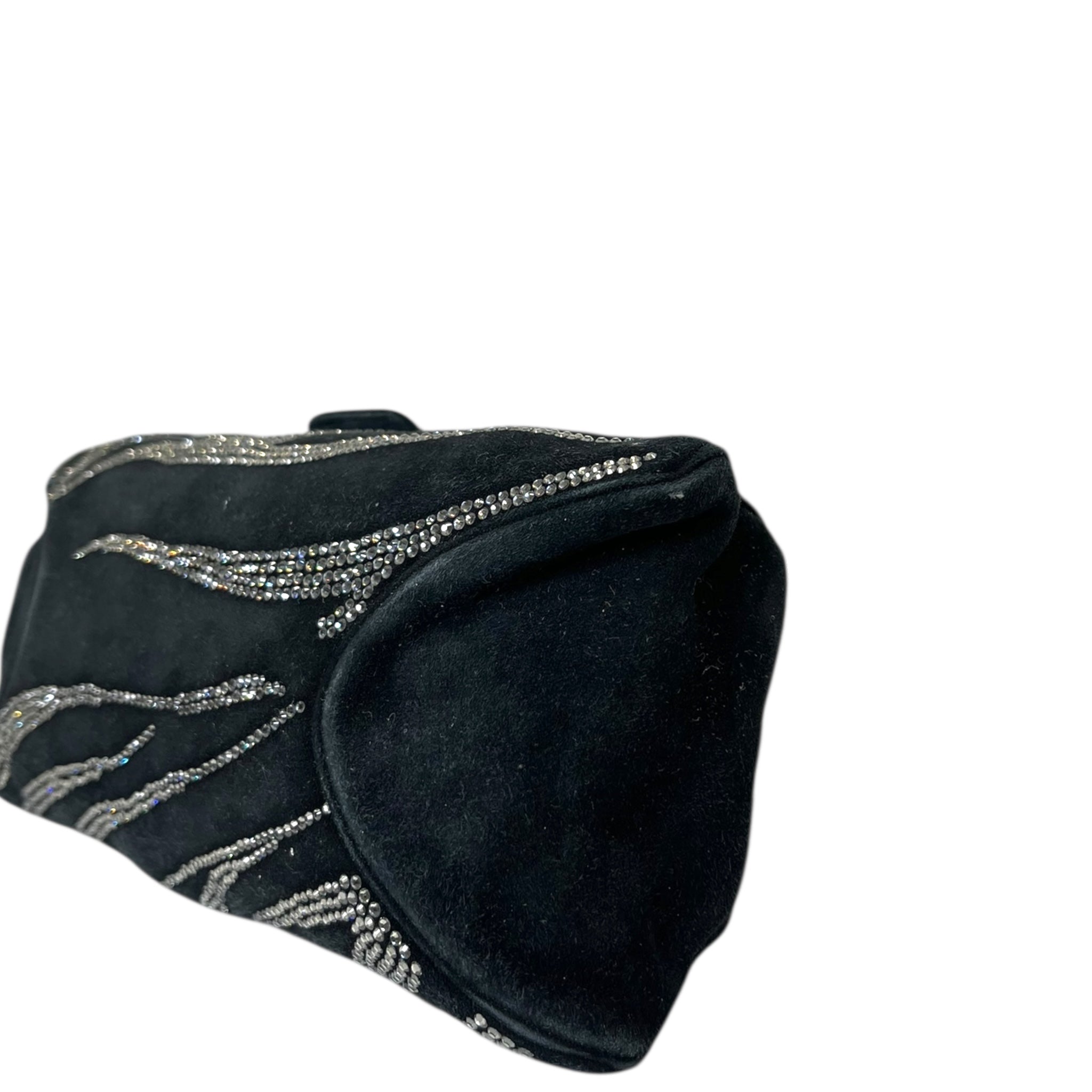 Judith Leiber Embellished Black Suede Shoulder Bag