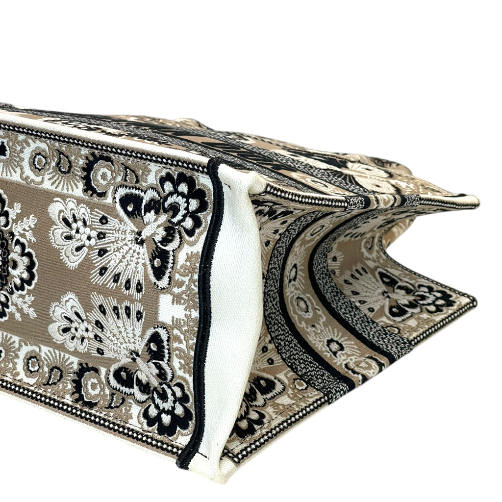 Christian Dior Medium Book Tote Bag Beige Butterfly Bandana Embroidery