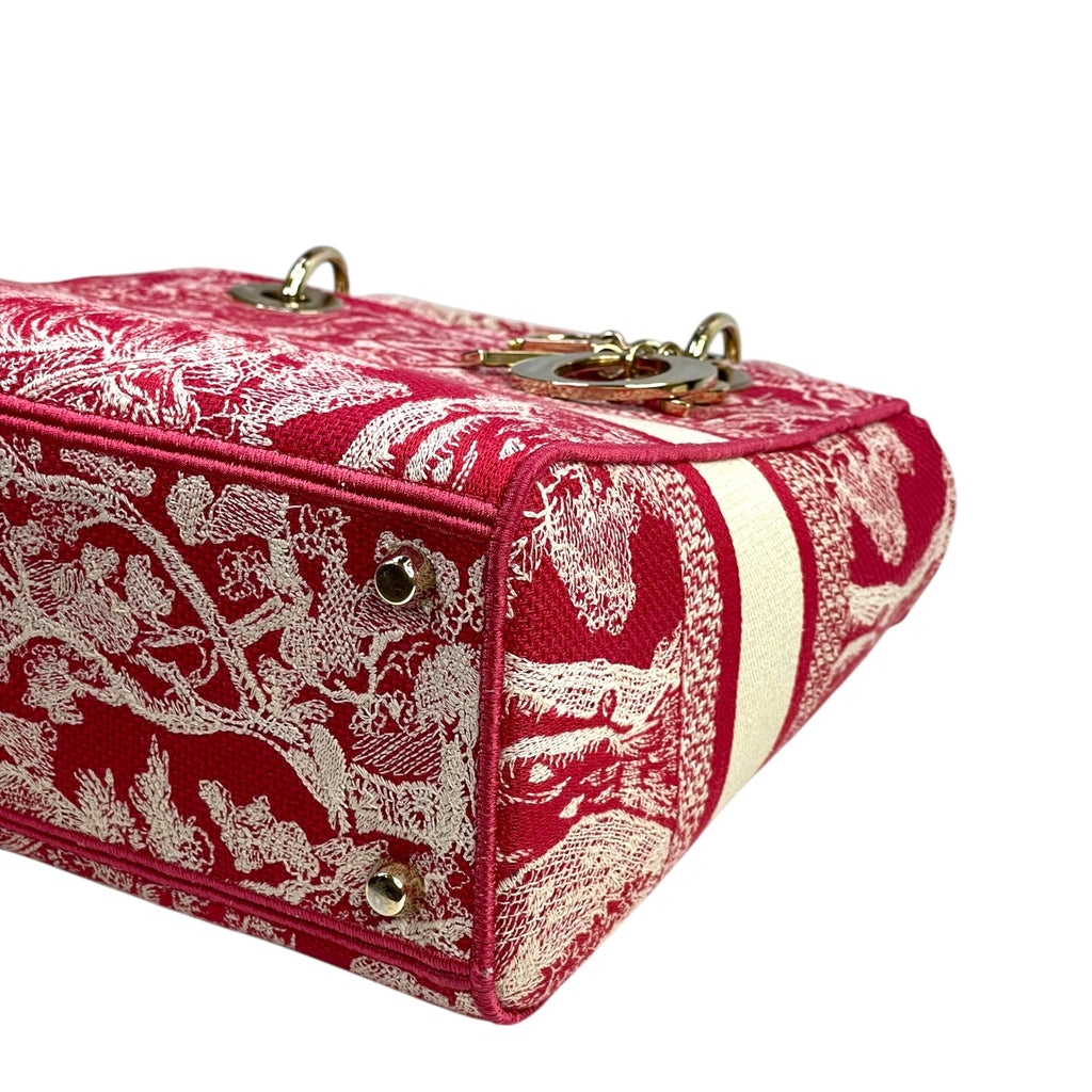 Christian Dior Lady D-Lite Bag Toile De Jouy Pink Embroidered Canvas