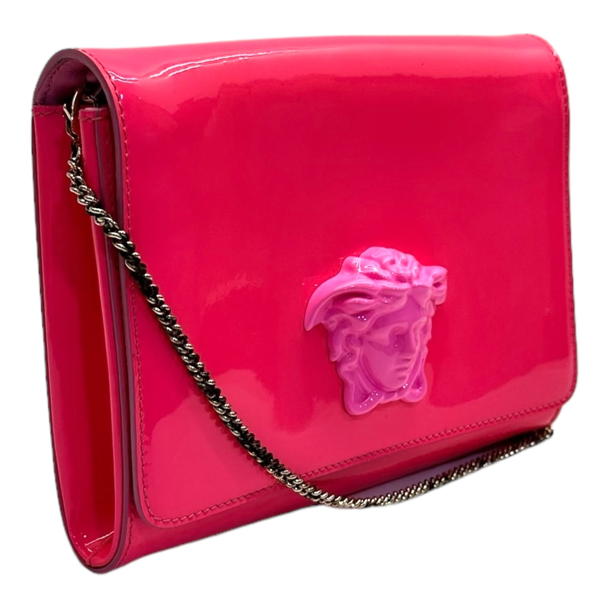 Versace Patent Palazzo Medusa Chain Evening Bag