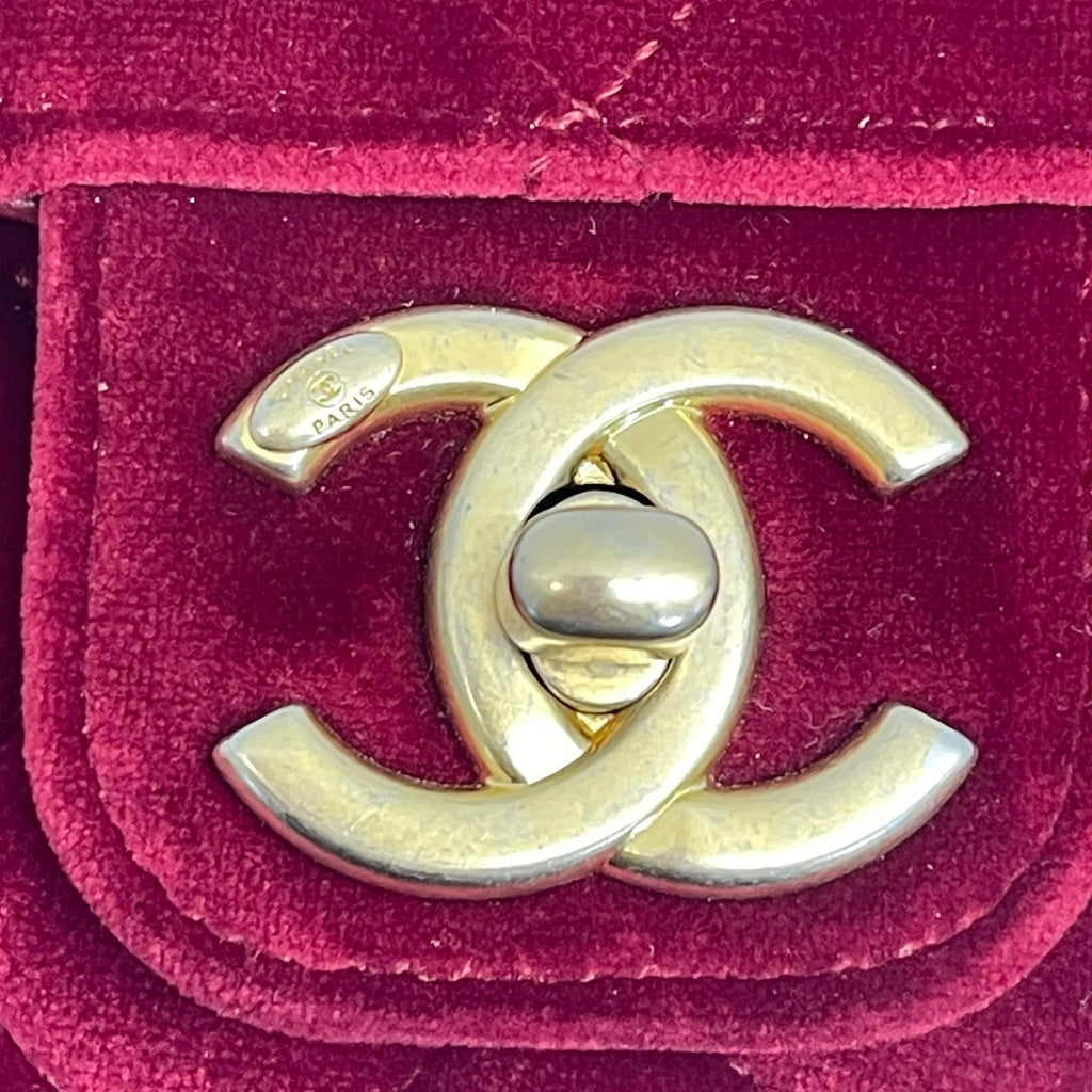 Chanel Red Velvet Flap Mini
