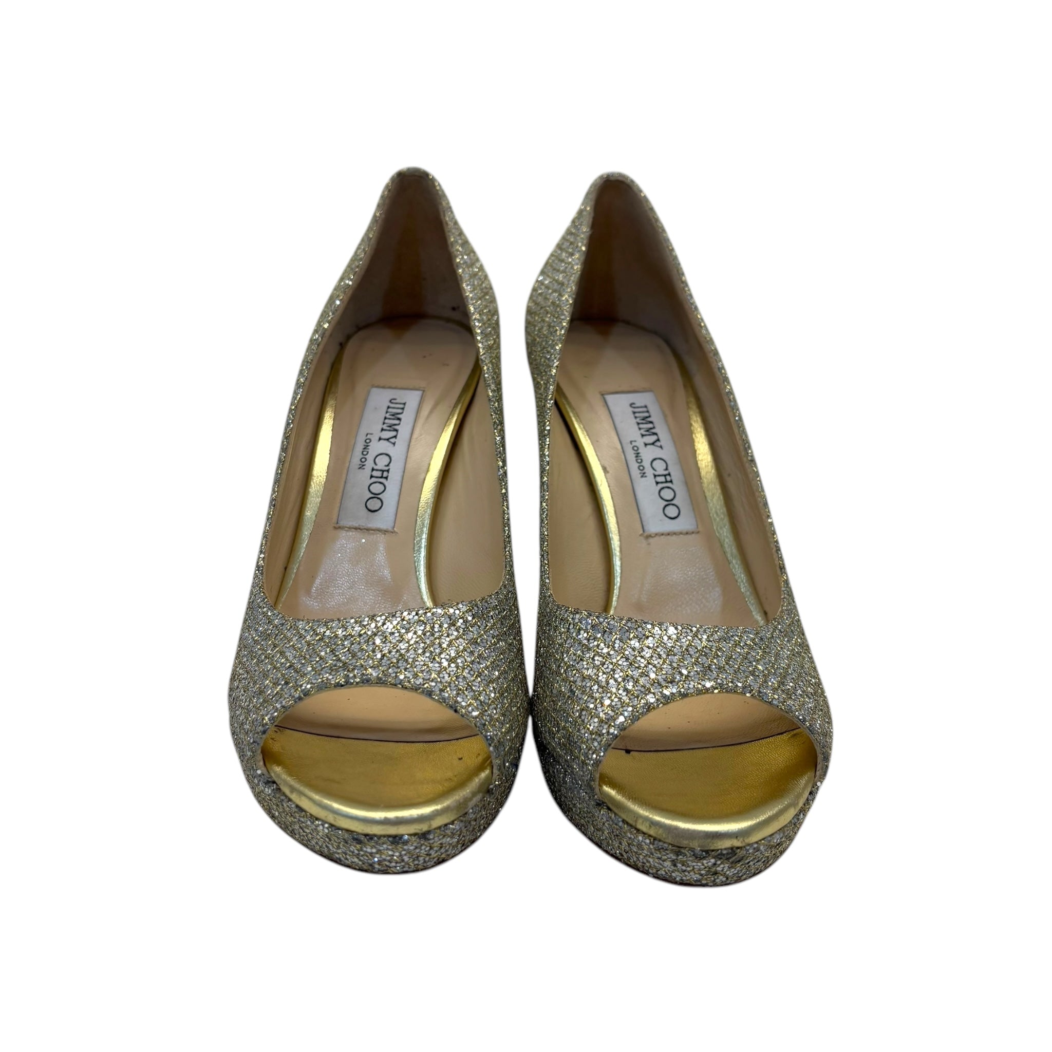 Jimmy Choo Shimmer Peep Toe Heels EU37