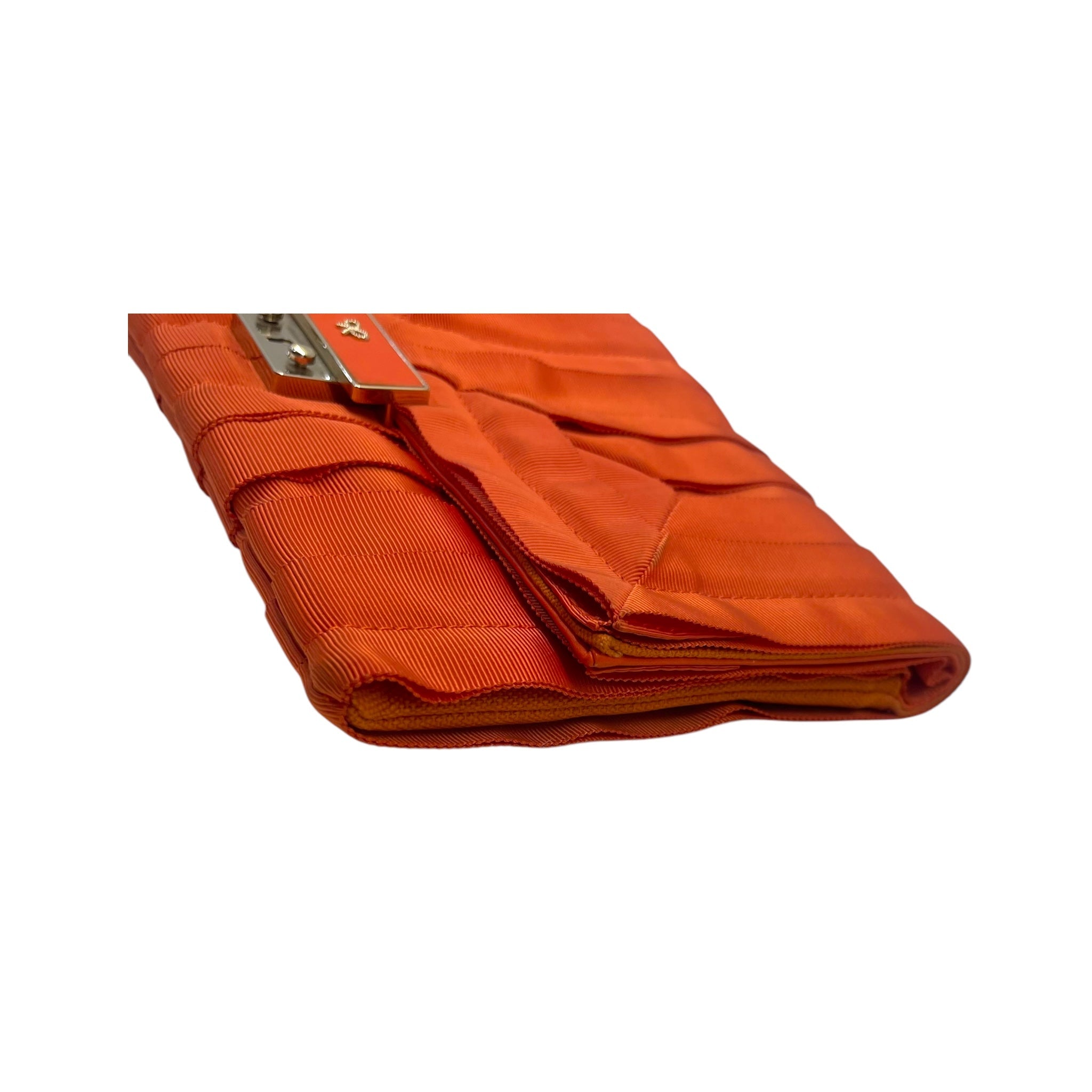 Anya Hindmarch Bright Orange Clutch Bag with Grosgrain Ribbon