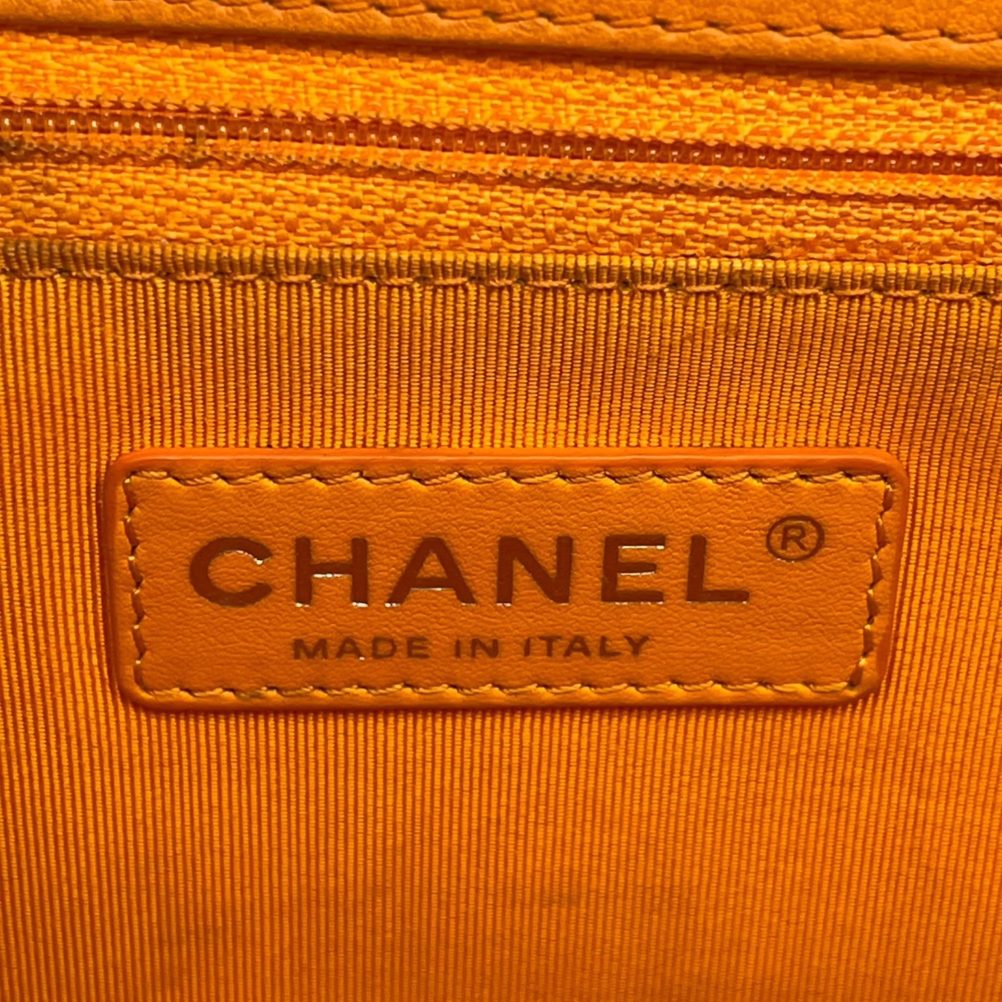 Chanel Boy Bag Medium Orange Quilted Leather
