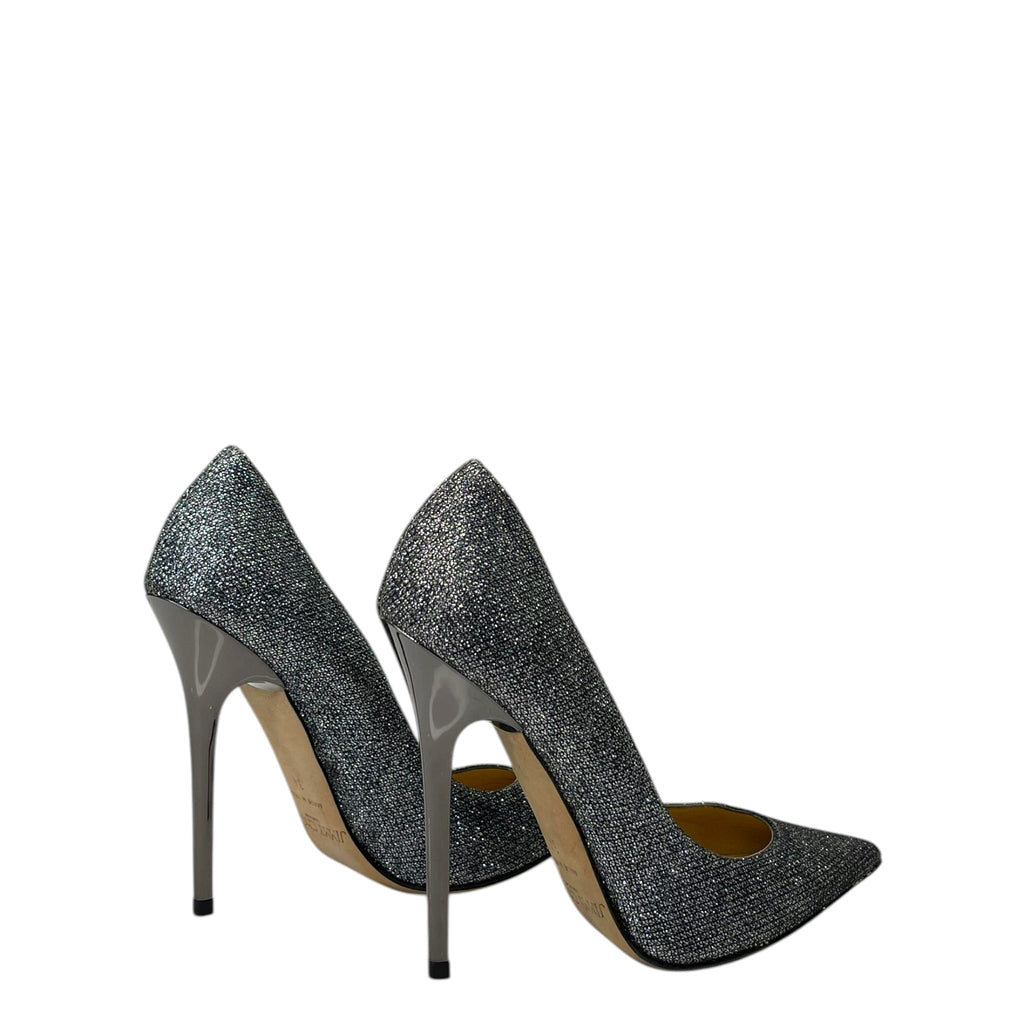 Jimmy Choo Romy Pointed Toe Black Glitter Pumps EU 34