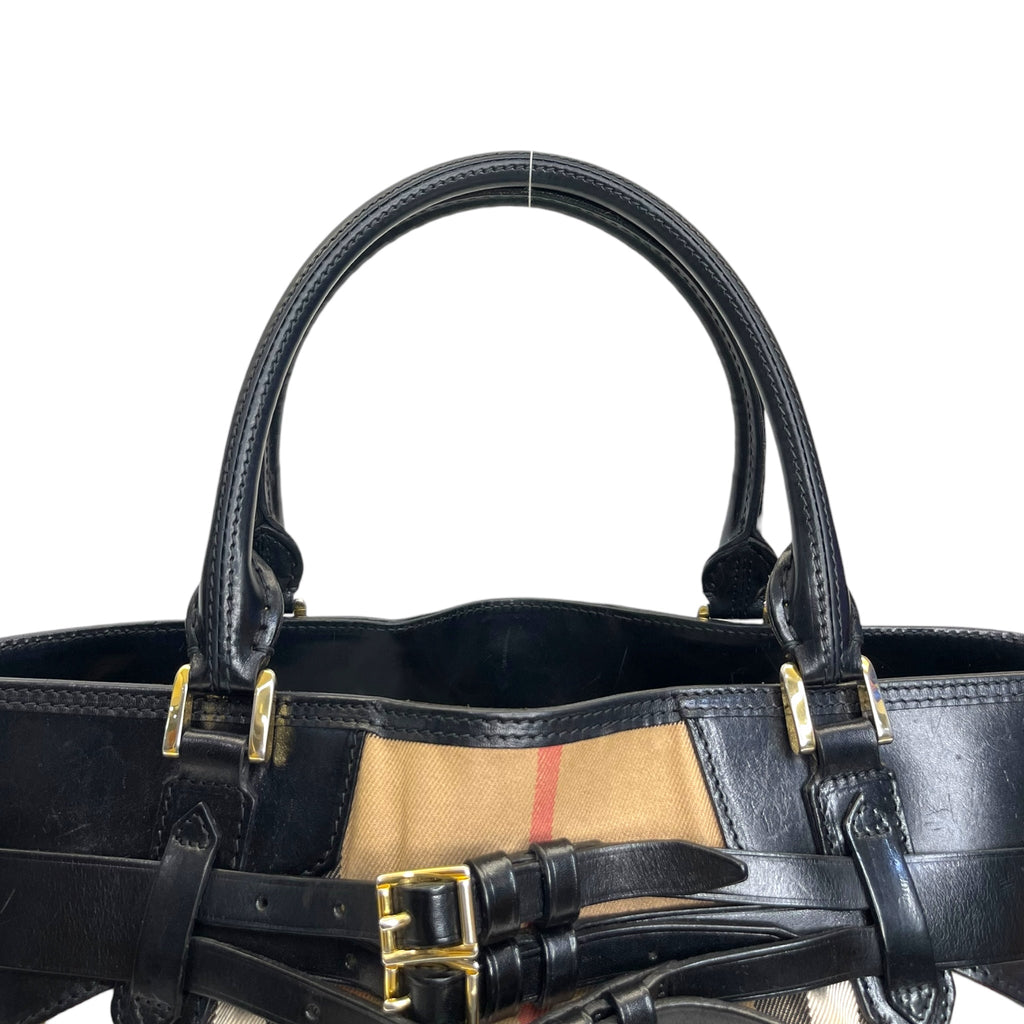 Burberry Medium Bridle Lynher Tote House Check/Leather