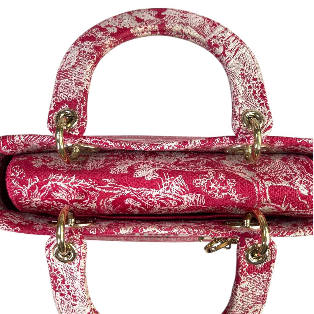 Christian Dior Lady D-Lite Bag Toile De Jouy Pink Embroidered Canvas
