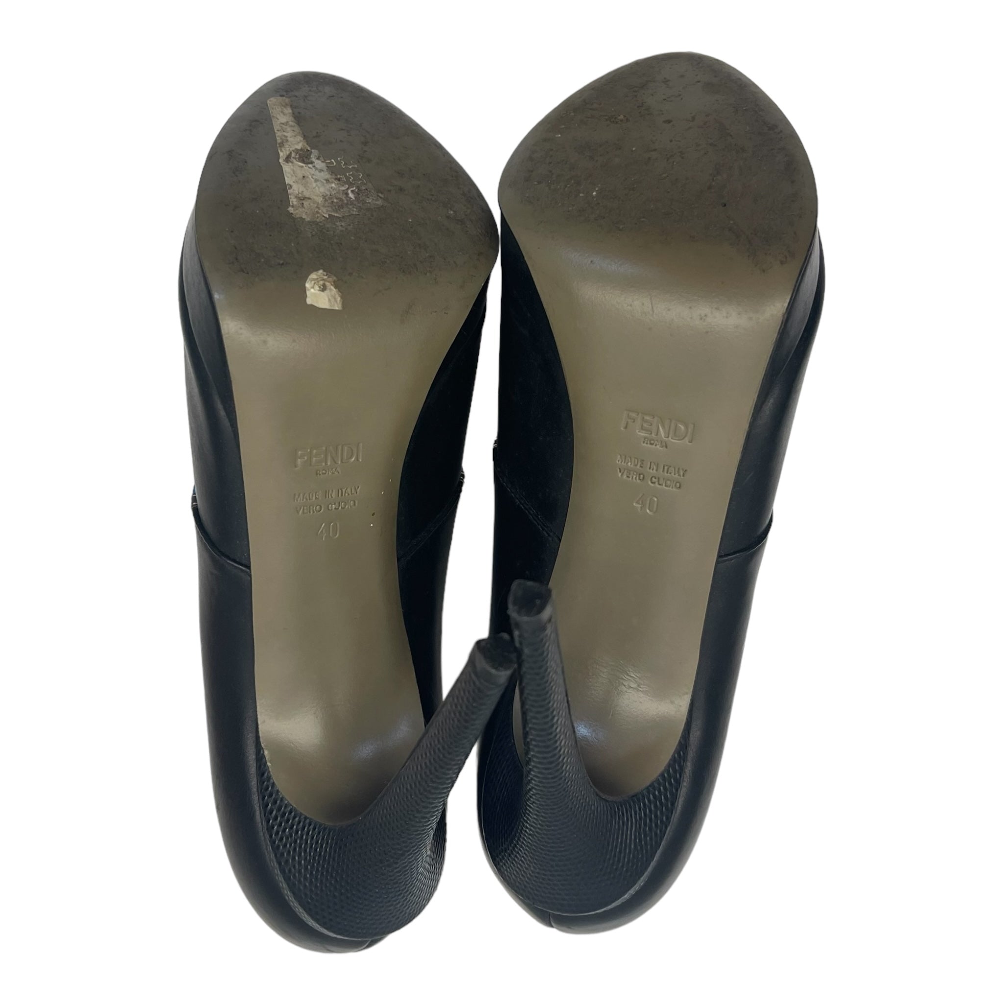 Fendi Multicolor Leather Monster Peep Toe Ankle Booties - Size EU 40