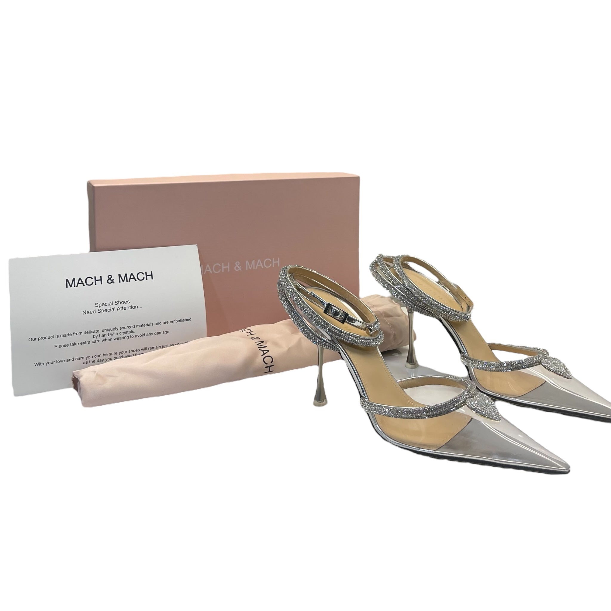Mach & Mach Georgia crystal Heart embellished Heels - Size EU 40