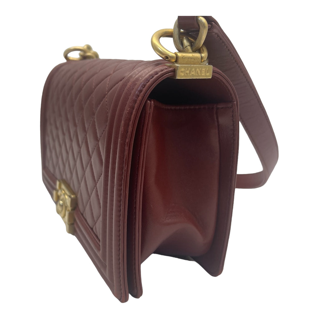 Chanel Boy Flap Red Bag Medium Calfskin Quilted