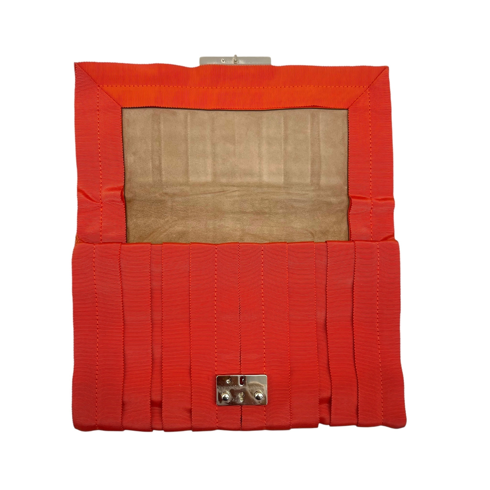 Anya Hindmarch Bright Orange Clutch Bag with Grosgrain Ribbon