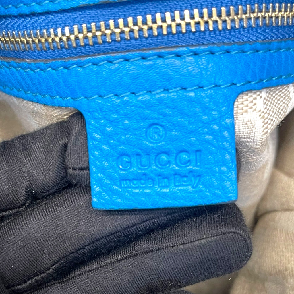 Gucci Blue Leather Medium Diana Bamboo Shoulder Bag