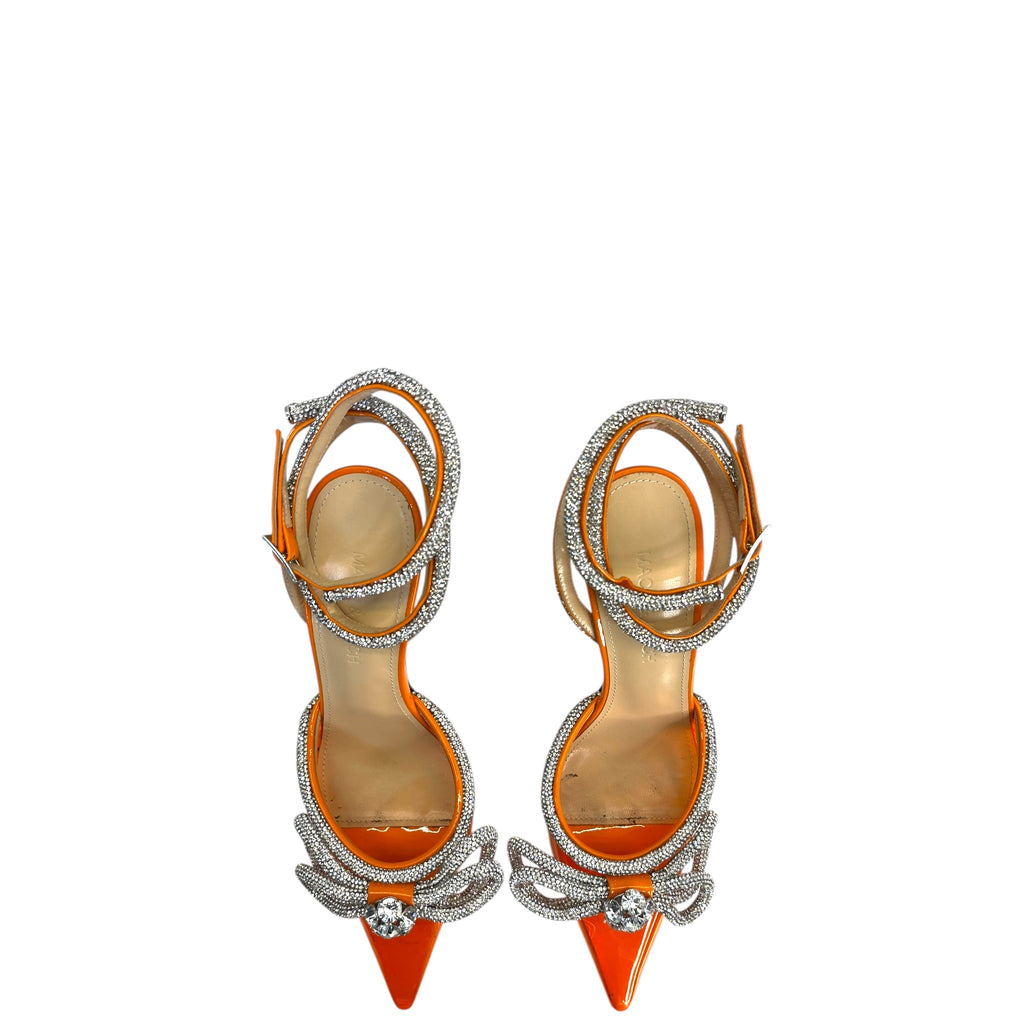 Mach & Mach Double Bow Silk-Satin Orange Pumps EU 36