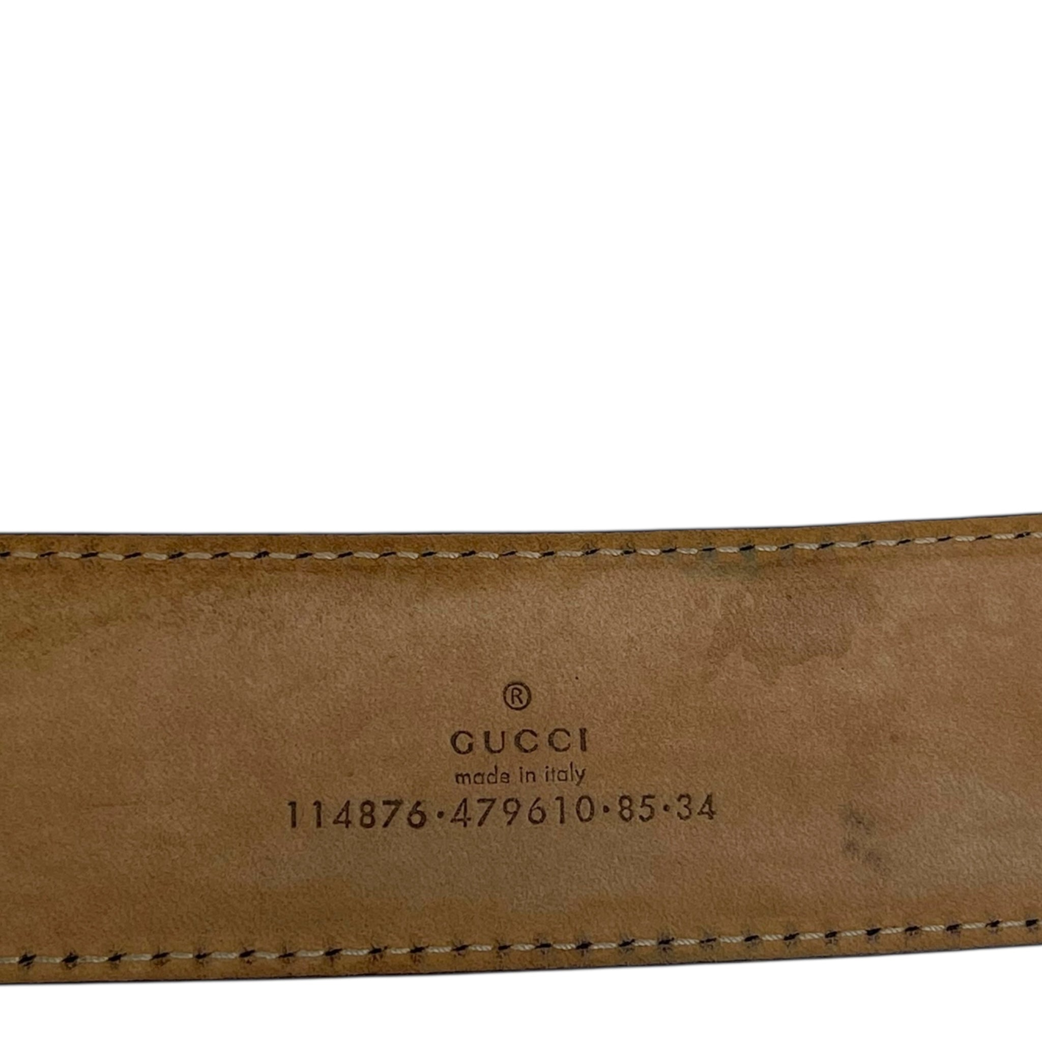 Gucci Guccissima Interlocking G Buckle Leather Belt 85cm