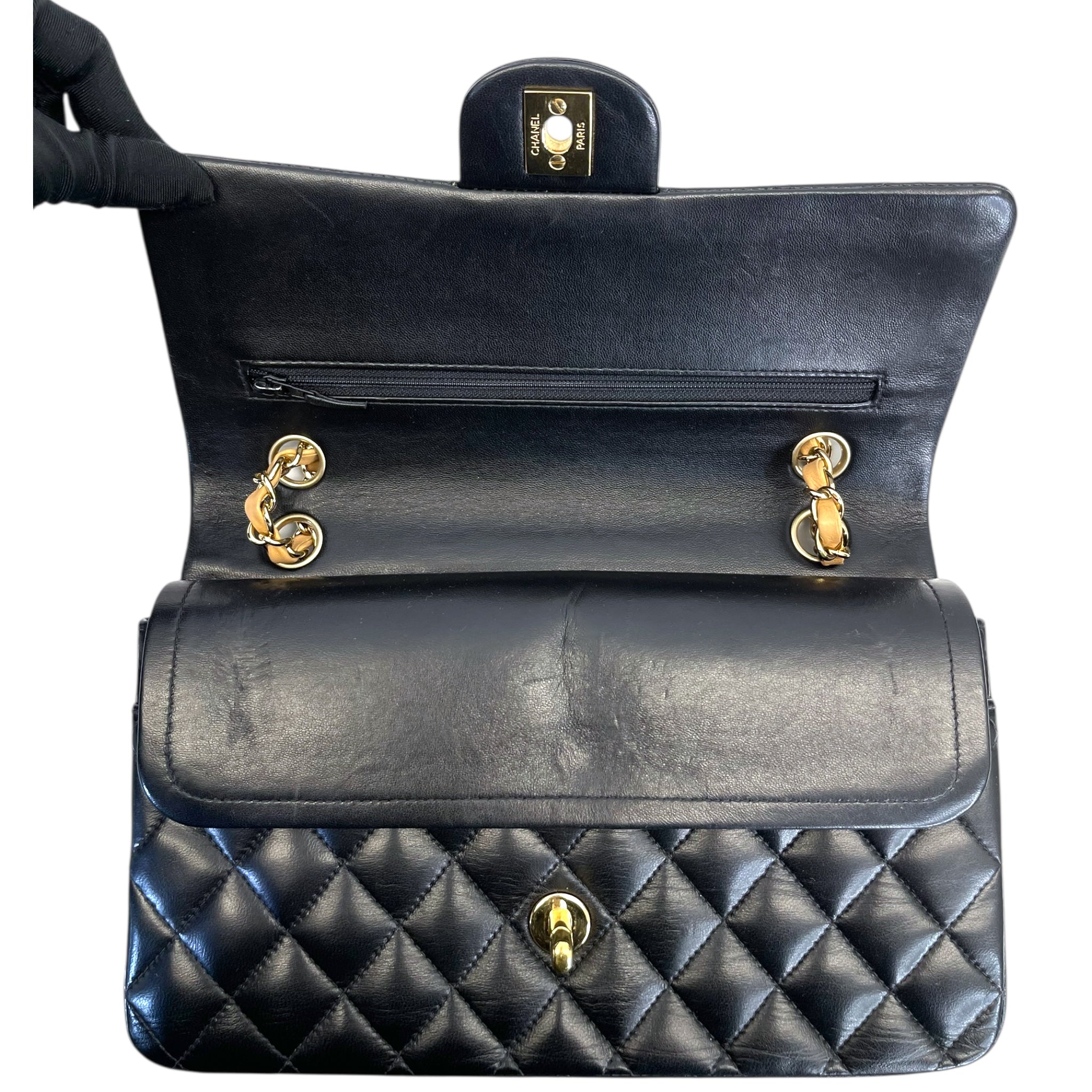 Chanel Classic Medium Double Flap Bag Black Lambskin