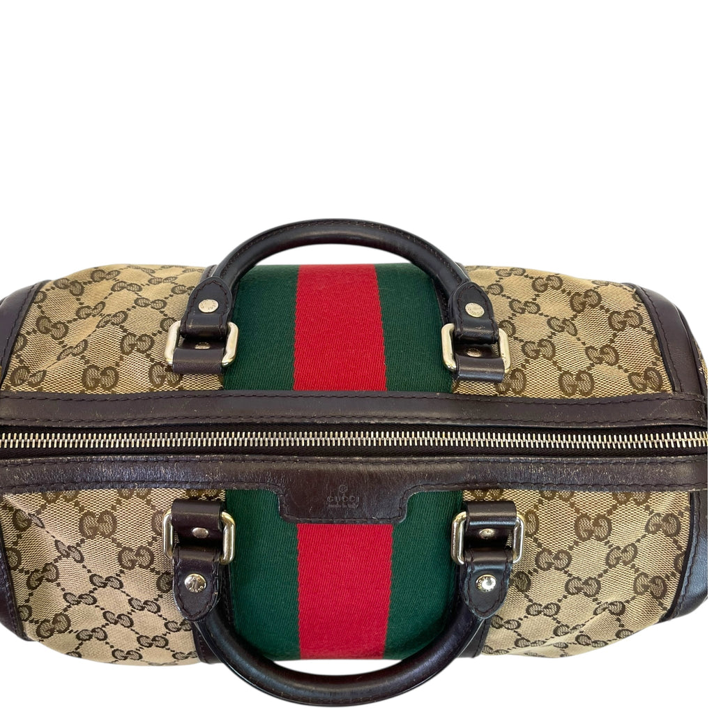 Gucci Vintage Web Boston Medium Bag Brown/Beige GG Canvas