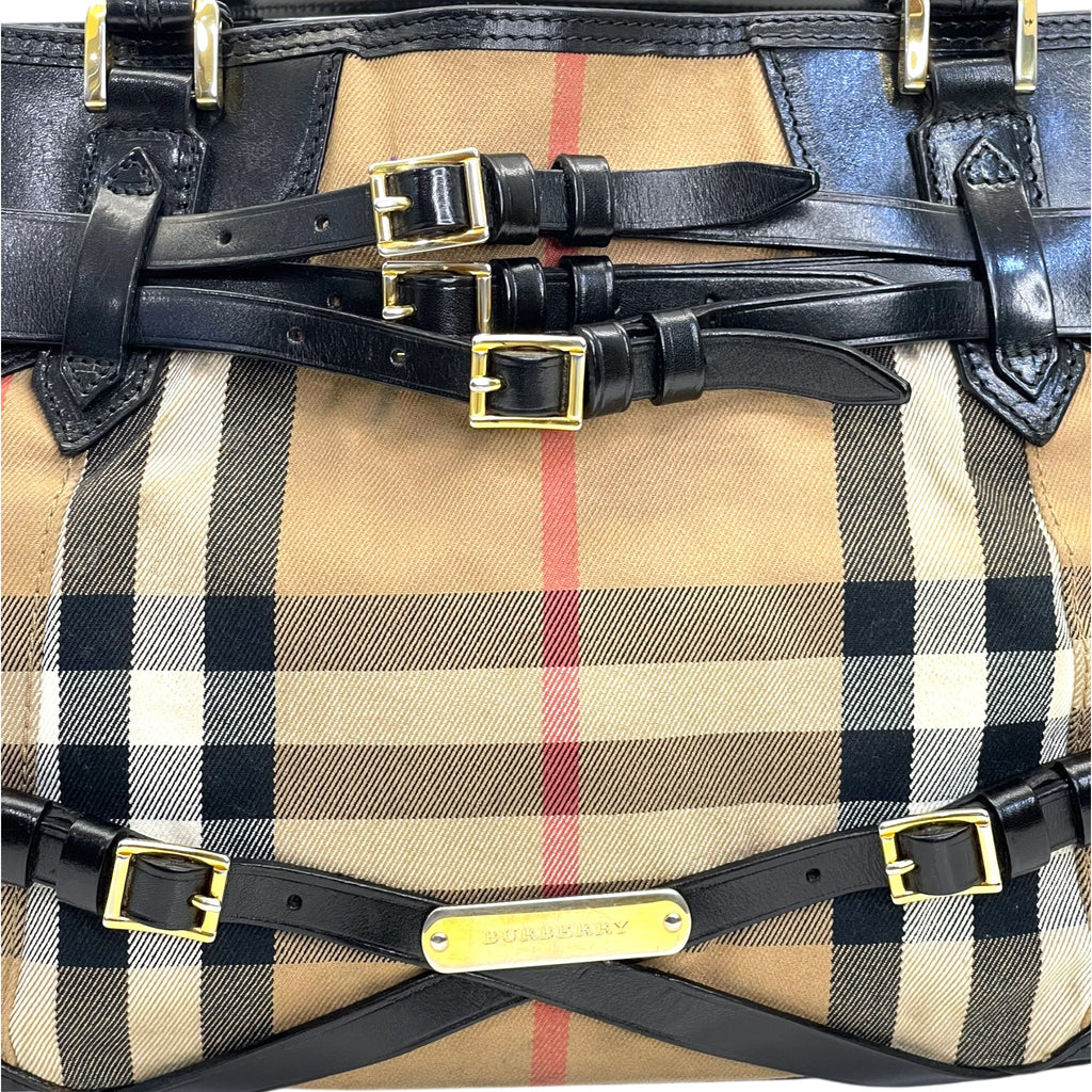 Burberry Medium Bridle Lynher Tote House Check/Leather