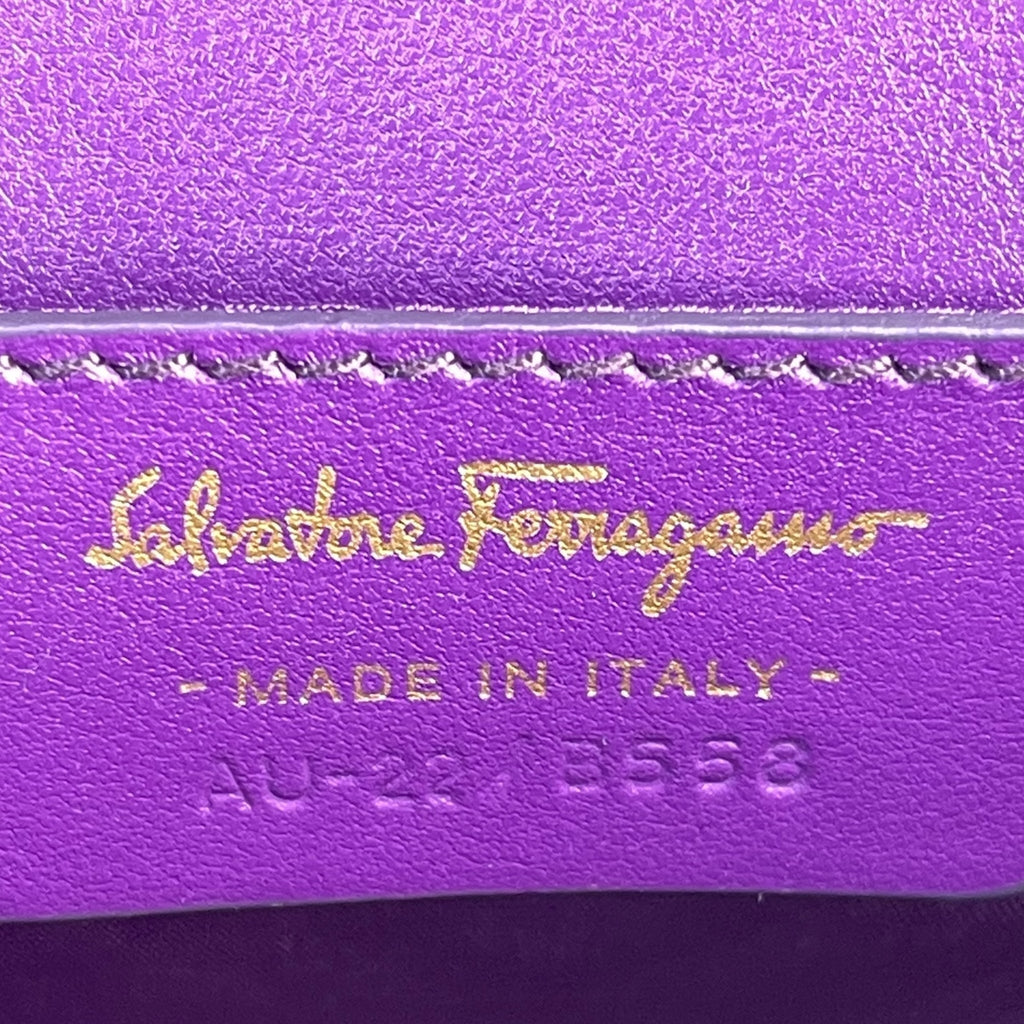 Salvatore Ferragamo Vara Ginny Bow Bag Purple Patent Leather