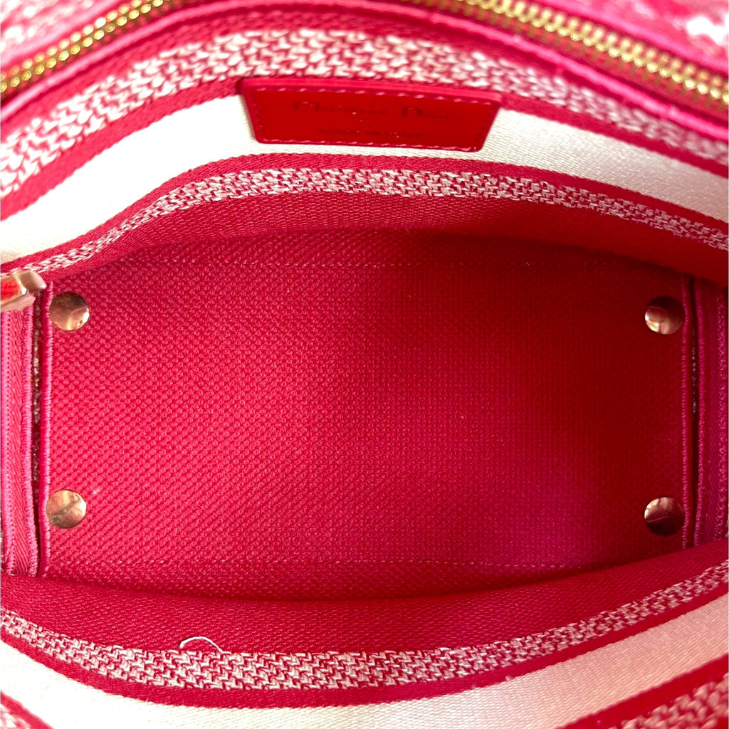Christian Dior Lady D-Lite Bag Toile De Jouy Pink Embroidered Canvas