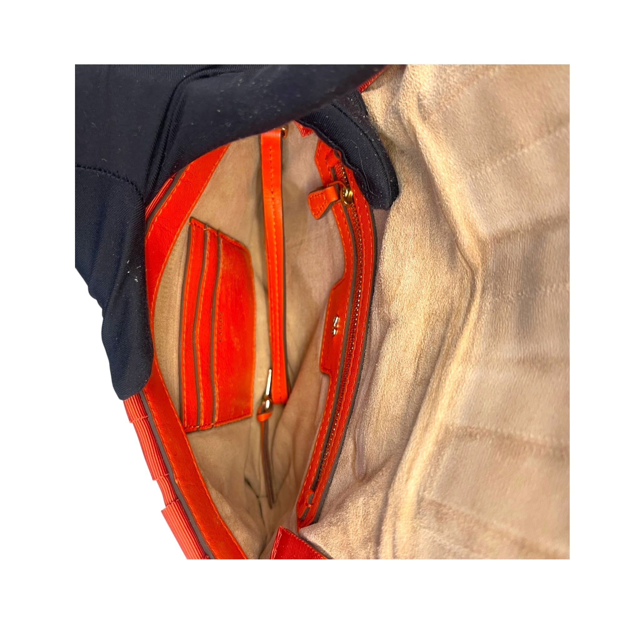 Anya Hindmarch Bright Orange Clutch Bag with Grosgrain Ribbon