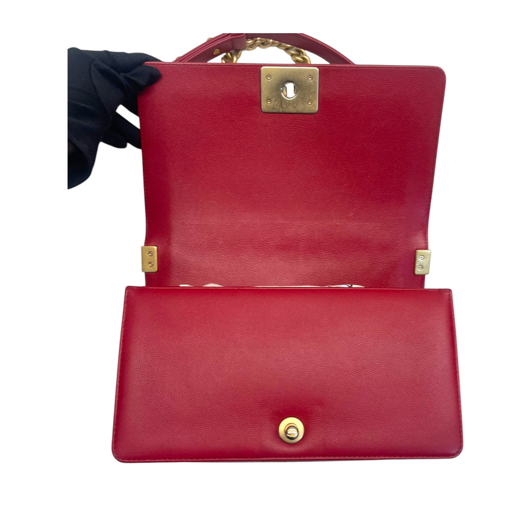Chanel Boy Flap Bag Medium Lambskin Red