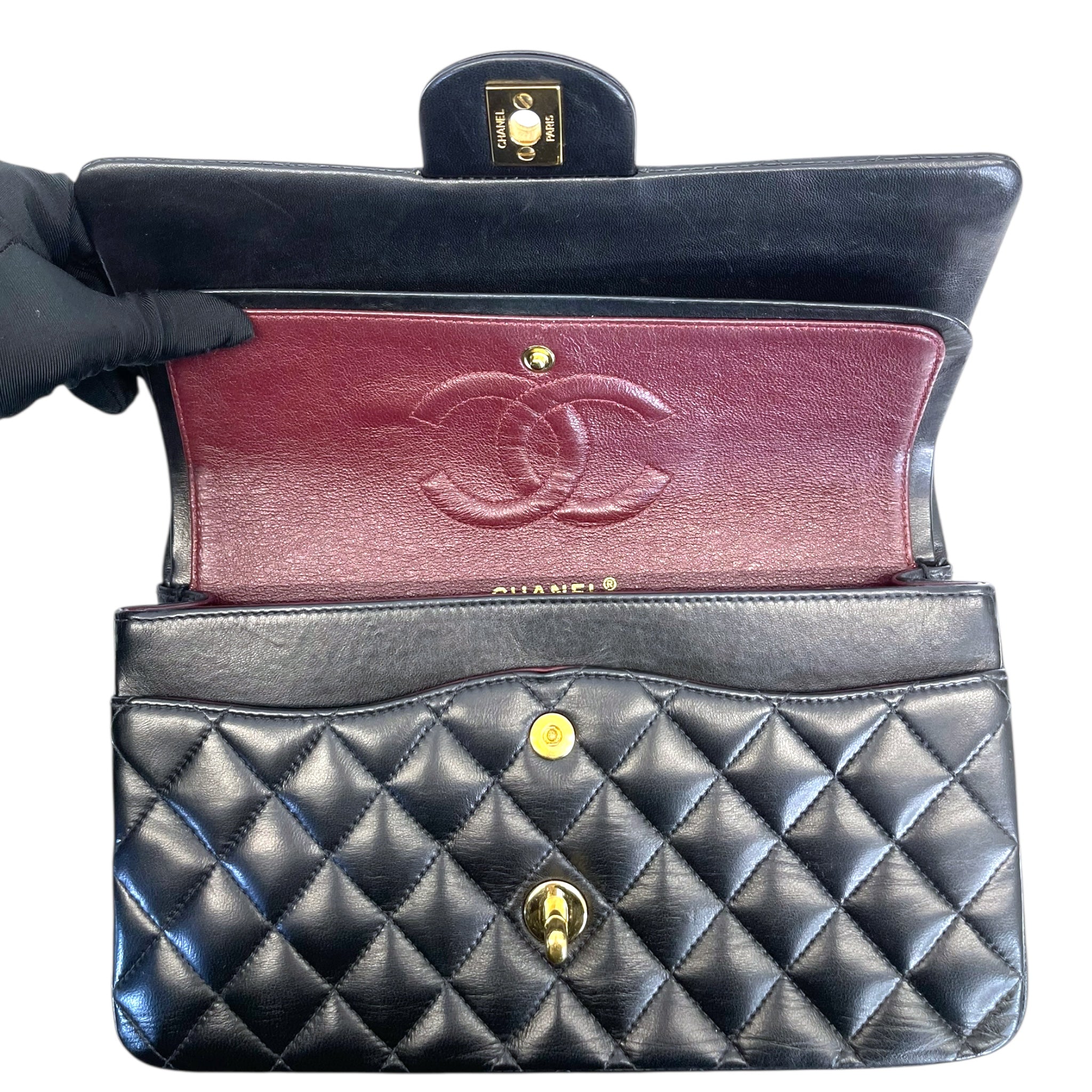 Chanel Classic Medium Double Flap Bag Black Lambskin