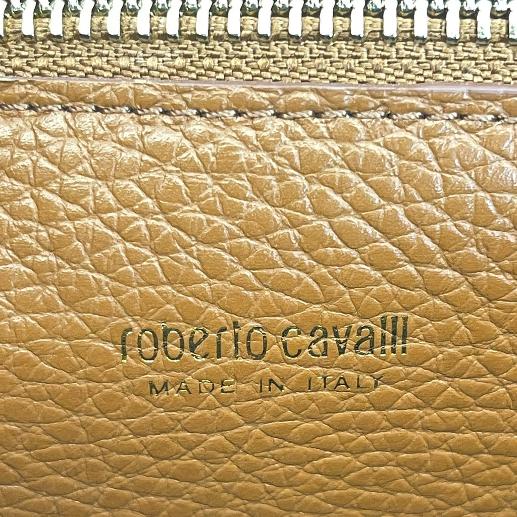 Roberto Cavalli RC Monogram Flap Chain Bag Brown Leather