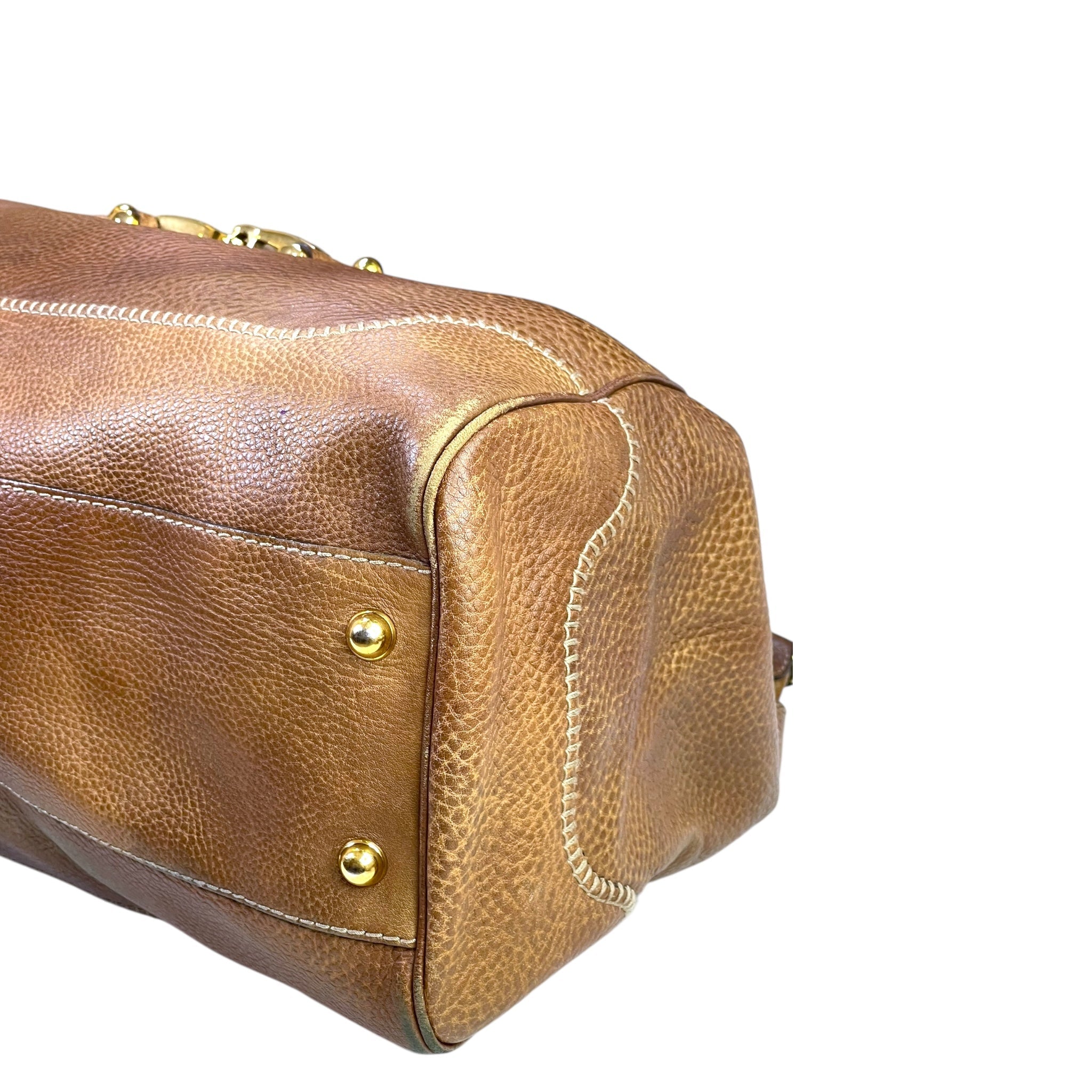 Gucci Pelham Horsebit Large Shoulder Bag Light Brown Leather
