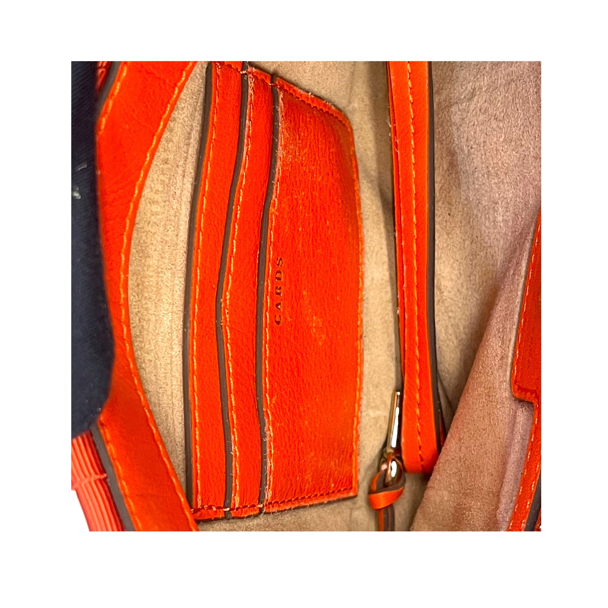 Anya Hindmarch Bright Orange Clutch Bag with Grosgrain Ribbon