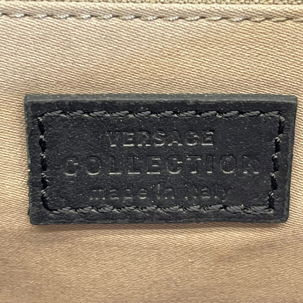 Versace Gold-tone Medusa Head Emblem Black Leather Wallet