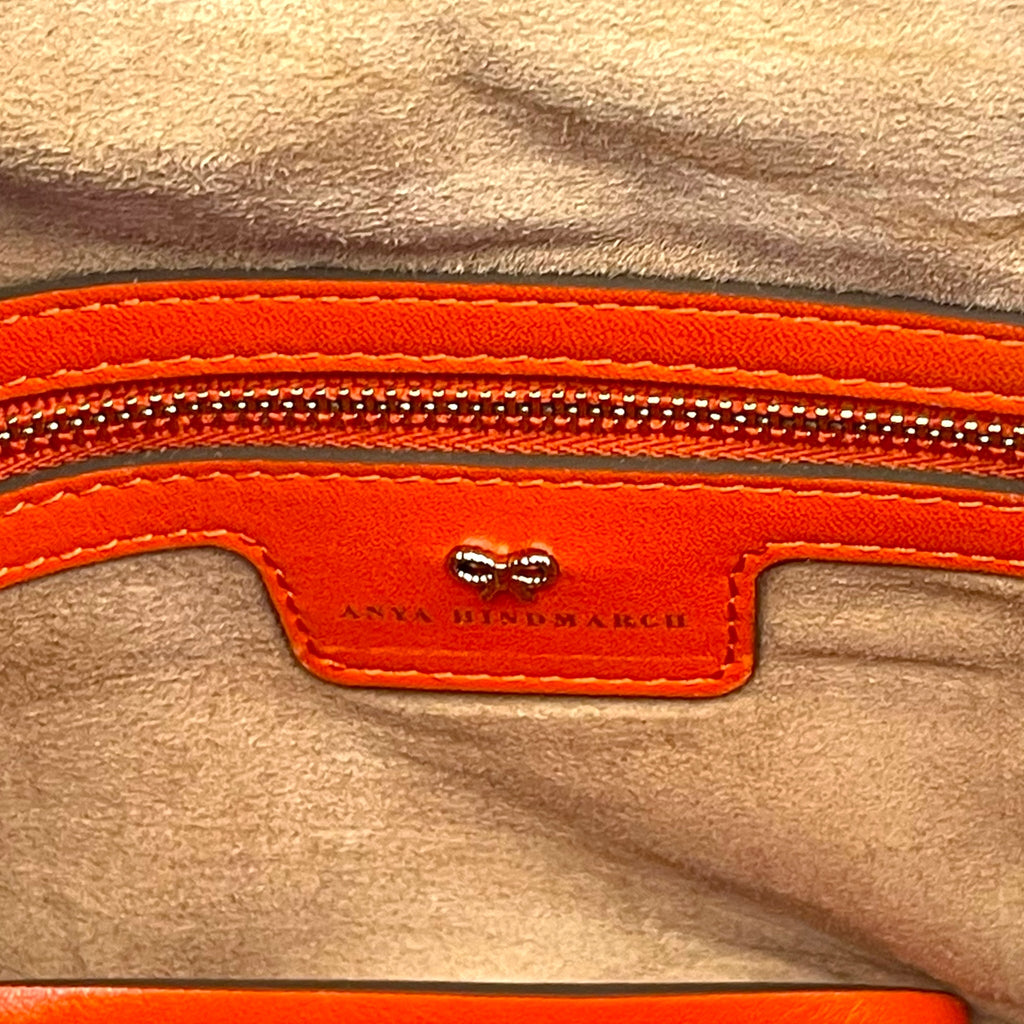 Anya Hindmarch Bright Orange Clutch Bag with Grosgrain Ribbon