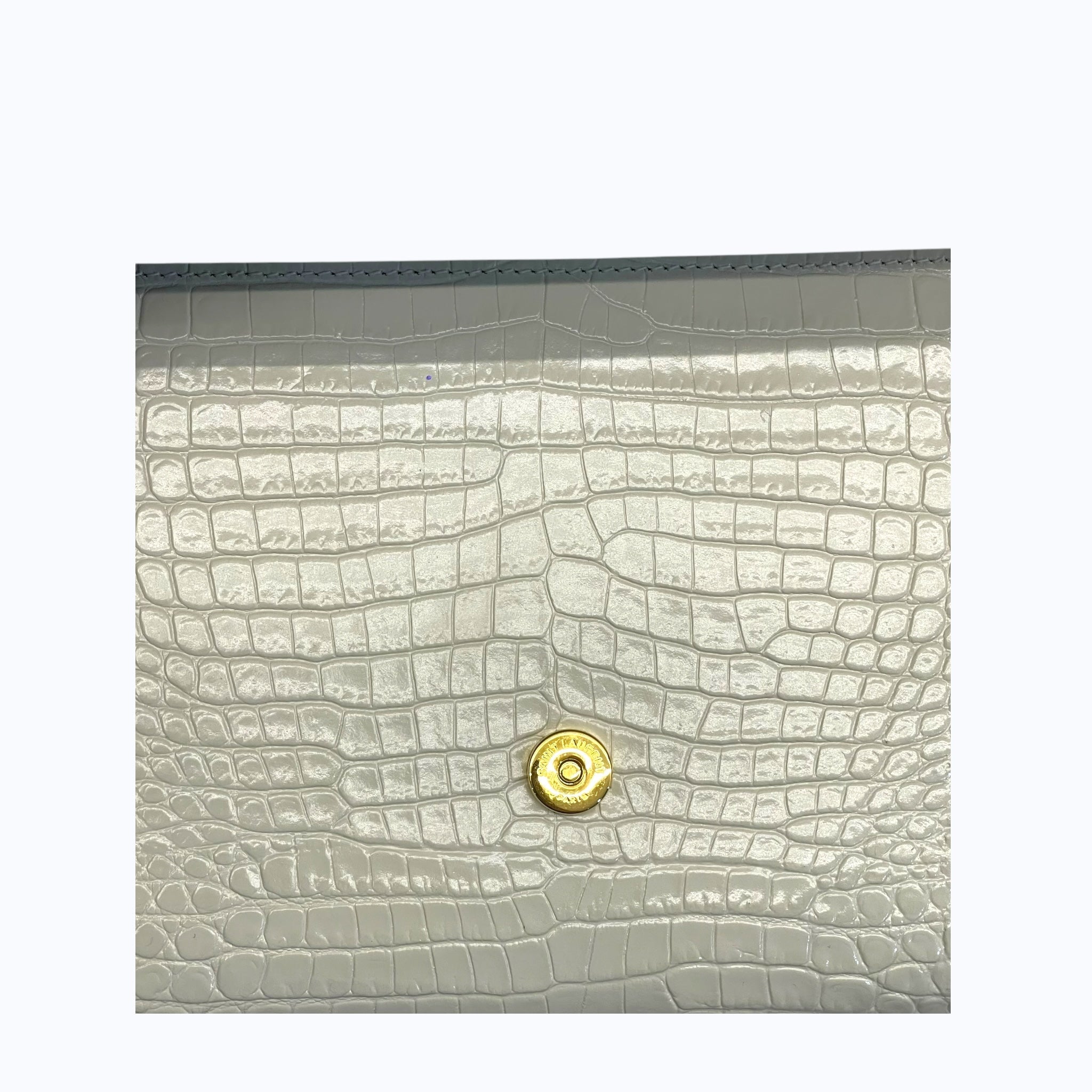 Saint Laurent White Croc Embossed Leather Small Kate Tassel Crossbody Bag