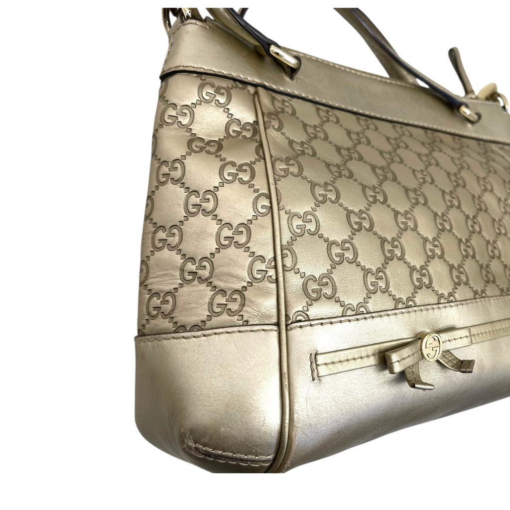 Gucci Gold Leather Guccissima Mayfair Tote Bag