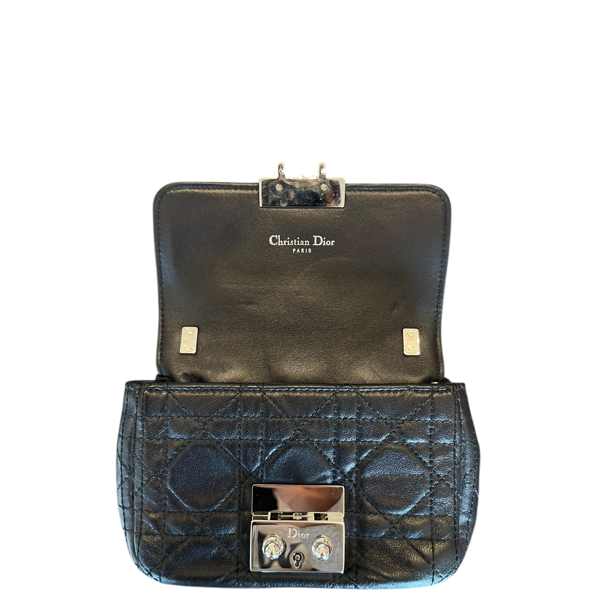 Dior Mini Miss Dior Pouch Bag Black Cannage Leather