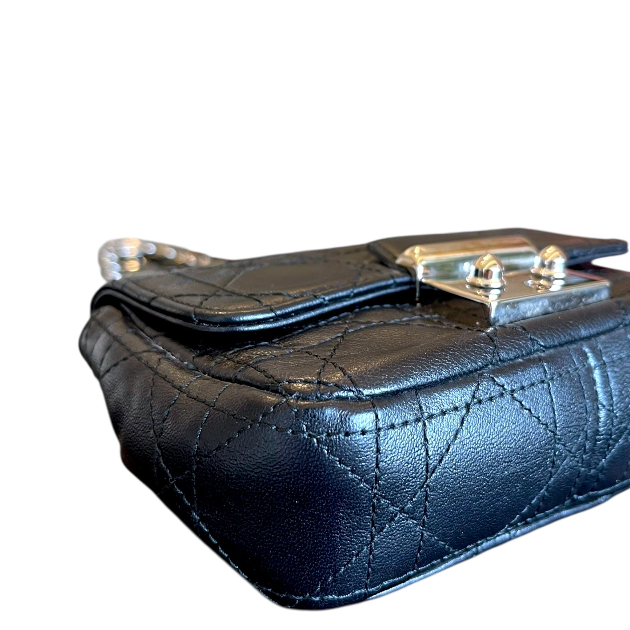 Dior Mini Miss Dior Pouch Bag Black Cannage Leather