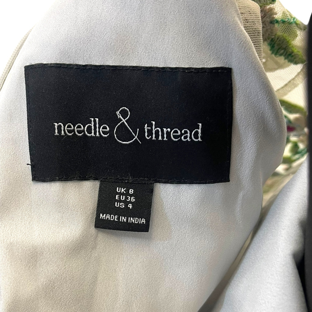 Needle and Thread Lazy Daisy Embroidered Grey Floral Dress EU 36