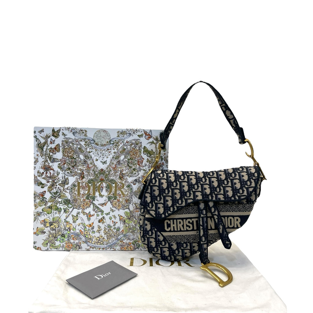 Christian Dior Saddle Bag Dior Oblique Embroidery