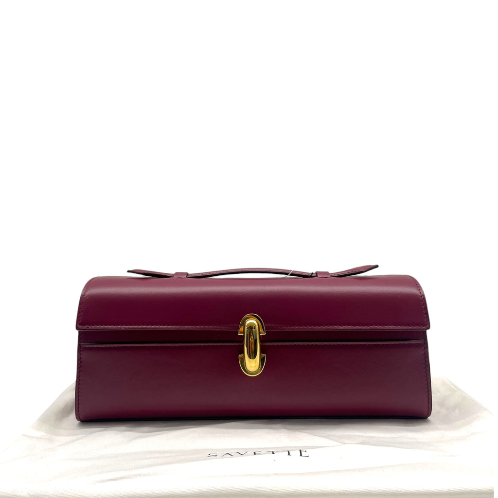 Savette Slim Symmetry Pochette Plum Leather Bag