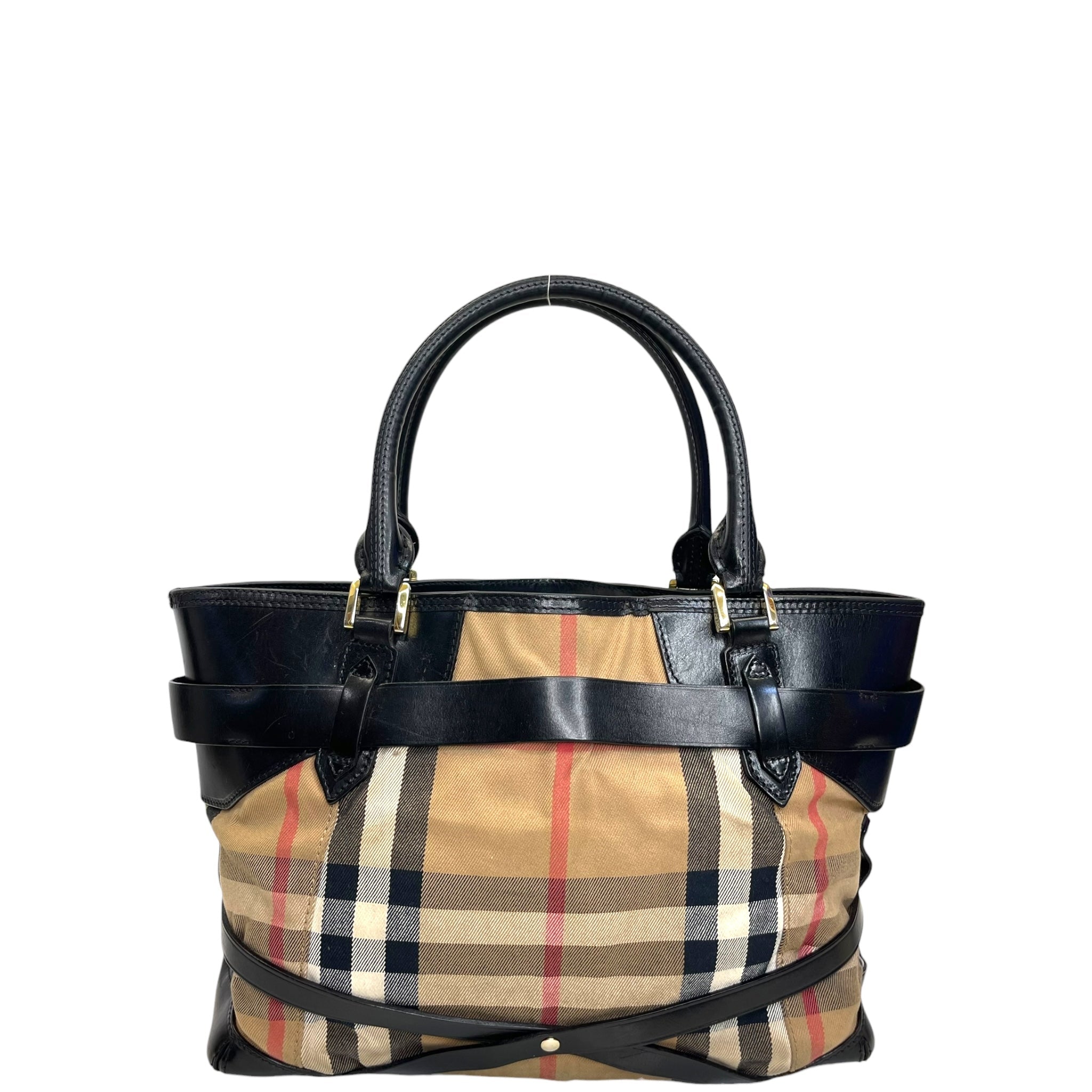 Burberry Medium Bridle Lynher Tote House Check/Leather